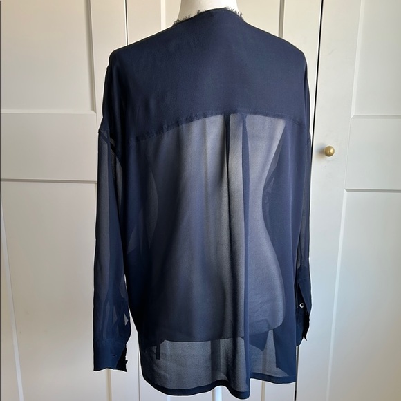 Vince Oversized Sheer Navy Blouse | Small - Picture 2 of 3